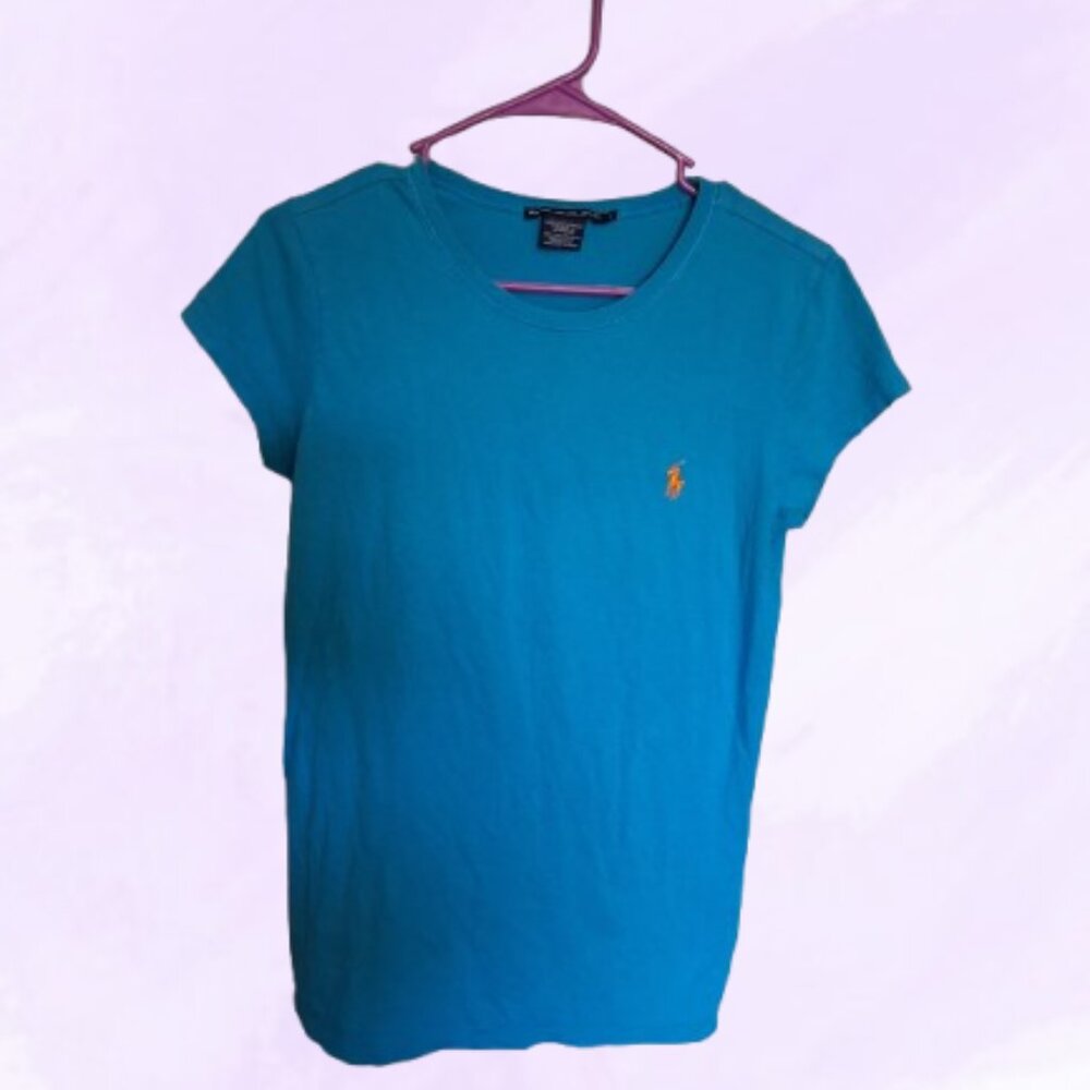 Ralph Lauren sport women's crewneck short sleeved t-shirt in blue size large.